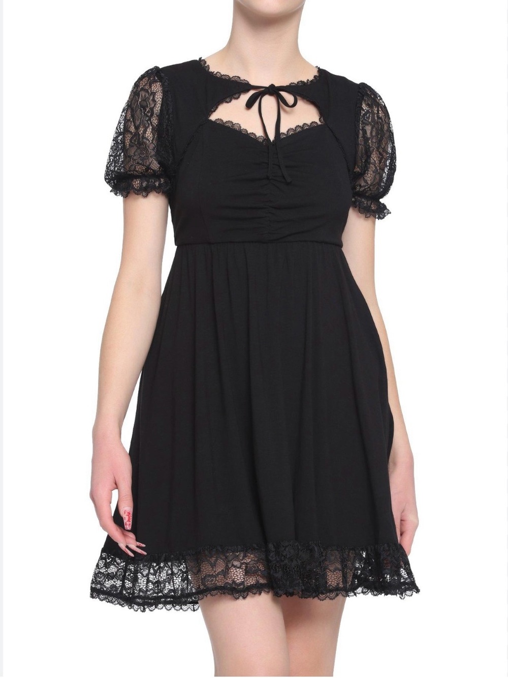 Hot Topic Black Lace-Trim Dress grunge whimsigoth Y2K size SM Women’s